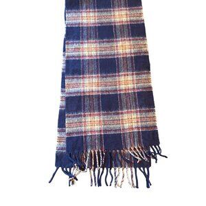 Vintage Wool Plaid Scarf‎ With Fringe